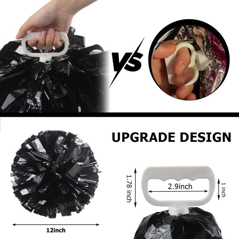 Hooshing 4PCS Pom Poms Cheerleading with Finger-Friendly Handle for Cheering Squad & Dance Team - Image 2